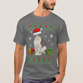 T-shirt Funny Cat lovers Cute Cat Santa Hat Ugly Christmas