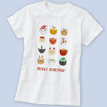 T-shirt Funny Cat Meowy Noël<br><div class="desc">Un tas de chats mignons et amusants en vacances d'hiver casquettes et accessoires pour vous faire sourire. Art original de Nic Squirrell. Modifiez le texte pour customiser.</div>
