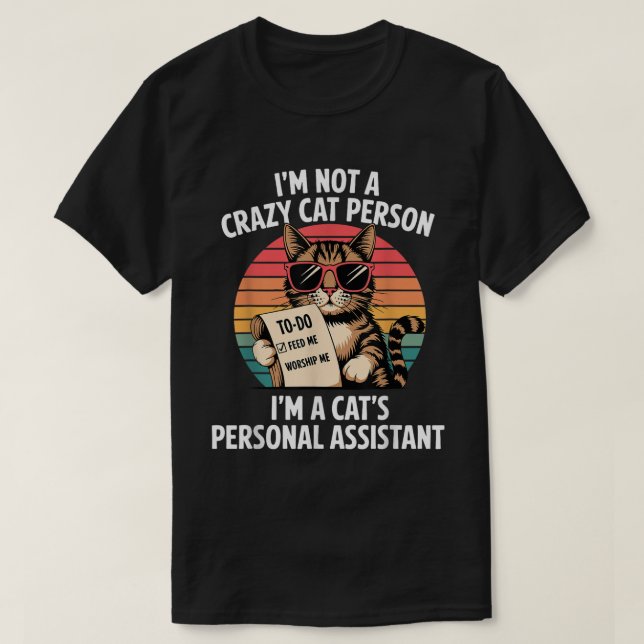 T-shirt Funny Cat Personal Assistant Retro Tee (Design devant)