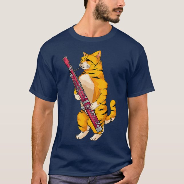 T-shirt Funny Cat Playing Bassoon  Cool Animal Lover (Devant)