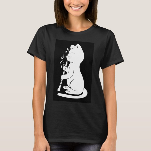 T-shirt Funny Cat Playing Clarinet Cat Lover (Devant)
