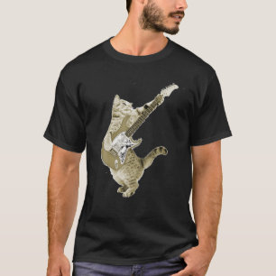 T-shirt Funny Cat Playing Guitar Lovers Kitten Guitarist