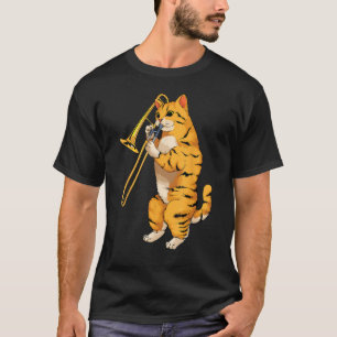 T-shirt Funny Cat Playing Trombone