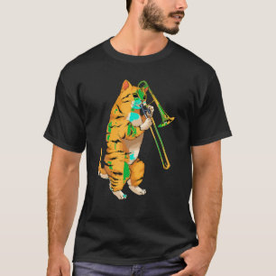 T-shirt Funny Cat Playing Trombone