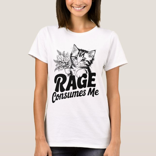 T-shirt Funny Cat Rage Me Consume (Devant)