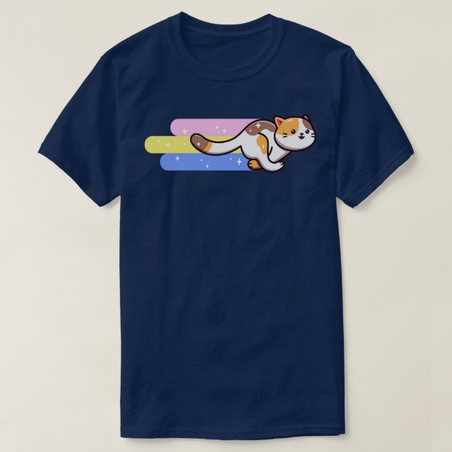 T-shirt Funny Cat Rainbow Kawaii (Design devant)