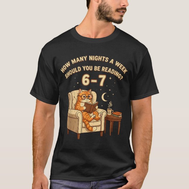 T-shirt Funny Cat Reading 6-7 Meme Englieacher Book Lover  (Devant)