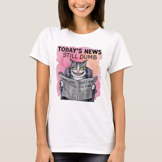 T-shirt Funny Cat Reading Journal (Devant)