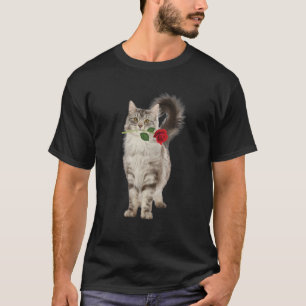 T-shirt Funny Cat Rose Valentine Day Animal Lovers Kitten