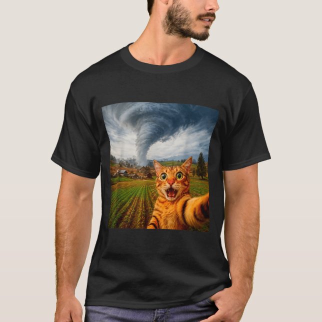 T-shirt Funny Cat Selfie Meme Tornado  (Devant)