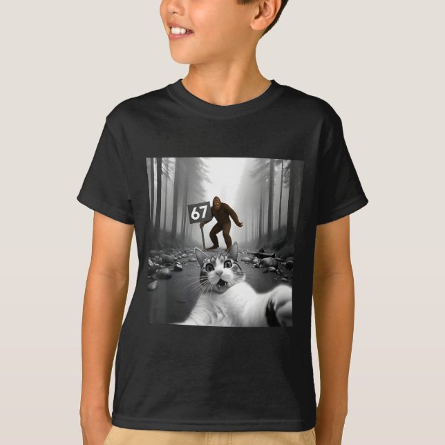 T-shirt Funny Cat Selfie With Bigfoot 67 Six Seven Meme Me (Devant)