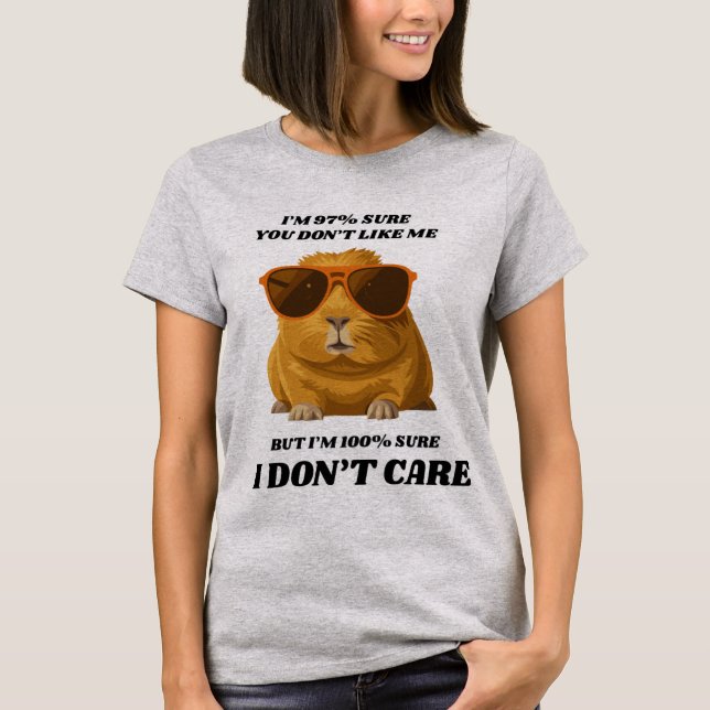 T-shirt Funny Cat Shirt for Woman -  Sassy "I Don't Care" (Devant)