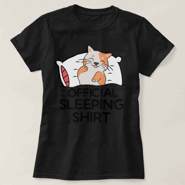 T-shirt Funny cat Sleeping shirt pajamas ,Cute napping Cat (Design devant)