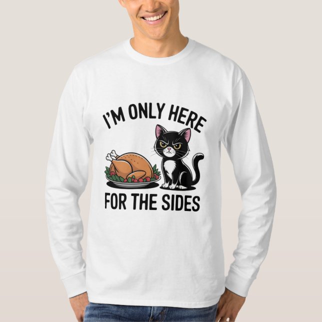 T-shirt Funny Cat Thanksgiving Sides Shirt (Devant)