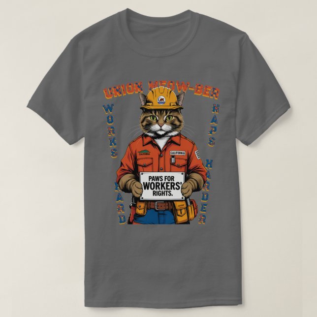 T-shirt Funny Cat Union Membre Fête du Travail de Californ (Design devant)