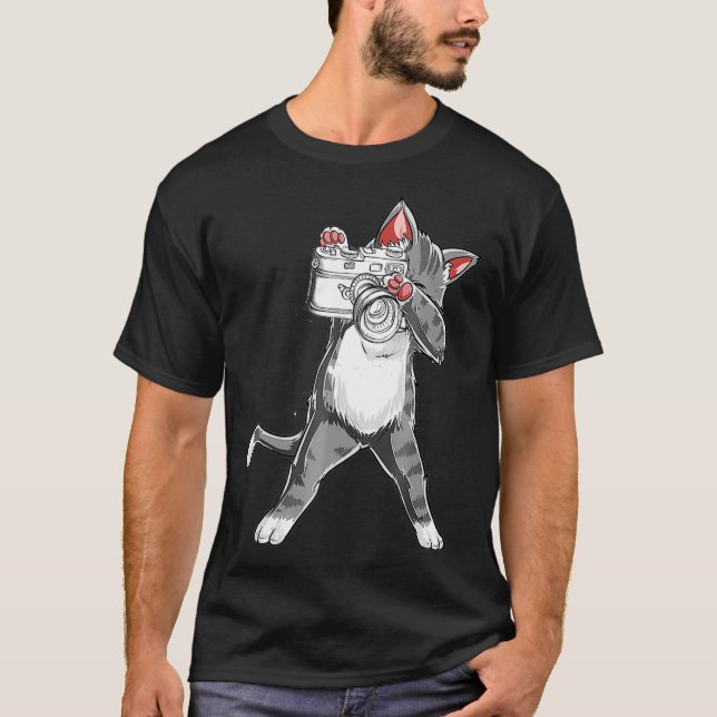T-shirt Funny Cat With A Camera  Photography  (Devant)