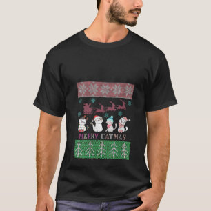 T-shirt Funny Catmas Noël Amoureux des chats laid Christma