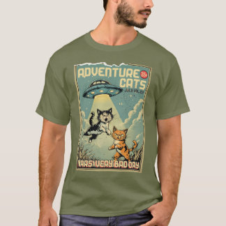 T-shirt Funny cats comic book alien abduction sci-fi