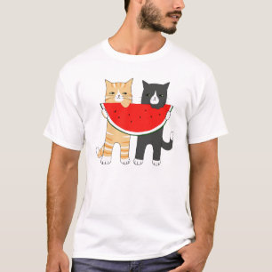 T-shirt Funny Cats Watermelon Hipster Animal Graphic Tee
