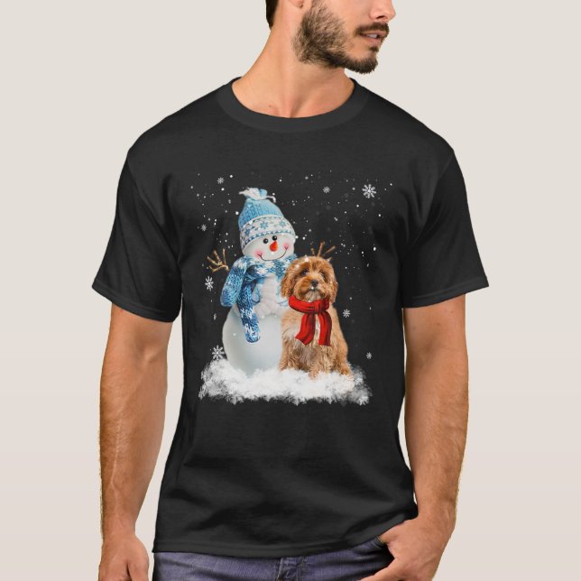 T-shirt Funny Cavoodle Noël Snowman Noël Pyjama (Devant)
