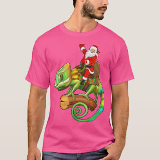 T-shirt Funny Chameleon Lover Père Noël équitation Chamele