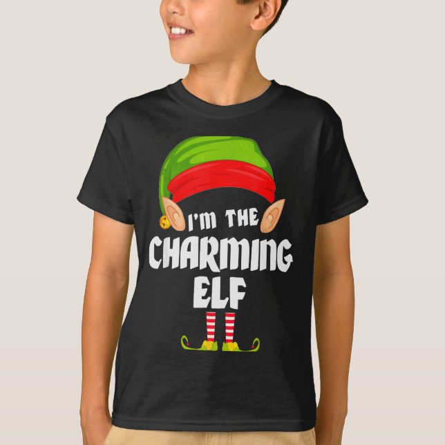 T-shirt Funny Charming Elf Matching Family Group Pj Christ (Devant)