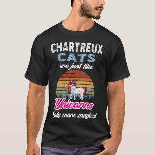 T-shirt Funny Chartreux Chats Design Retro Unicorn Vintage