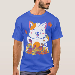 T-shirt Funny Chat Automne Feuilles Style Vintage Pet Kit