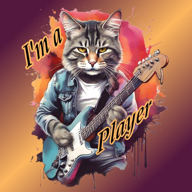 T-shirt Funny Chat Guitare Je suis un joueur (Créateur téléchargé)