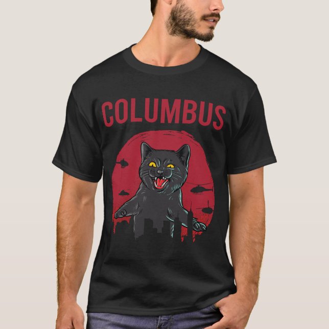 T-shirt Funny Chat noir Columbus (Devant)