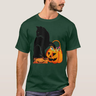 T-shirt Funny Chat noir Jack O' Lantern Citrouille Douce C