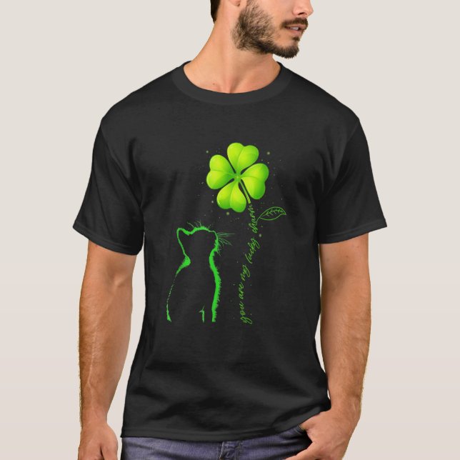 T-shirt Funny Chat noir Mon Lucky Charm Shamrockst Patrick (Devant)