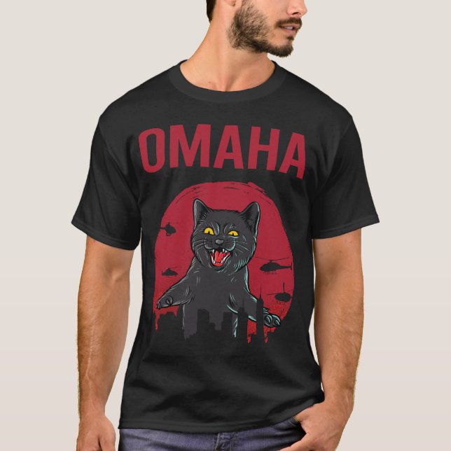 T-shirt Funny Chat noir Omaha (Devant)