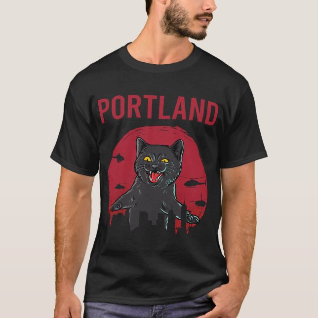 T-shirt Funny Chat noir Portland (Devant)