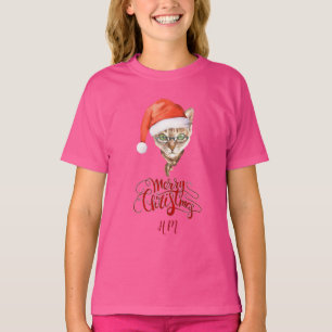 T-shirt Funny Chat Père Noël hiver Joyeux Noël