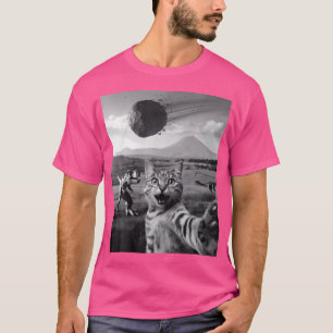 T-shirt Funny Chat Selfie Dinosaure Meteor Astéroïde Curie