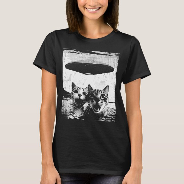 T-shirt Funny Chat Selfie UFO Amoureux des chats bizarre (Devant)