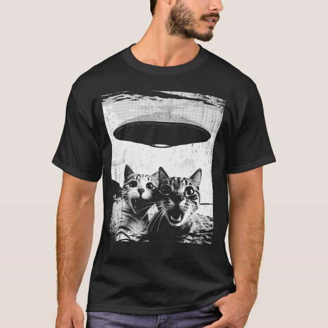 T-shirt Funny Chat Selfie UFO Amoureux des chats bizarre (Devant)