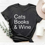 T-shirt Funny Chats Livres et Wine Lover maman noir<br><div class="desc">C'est une drôle de conception de T-Shirt noir pour Chats Books and Wine Lover maman.</div>