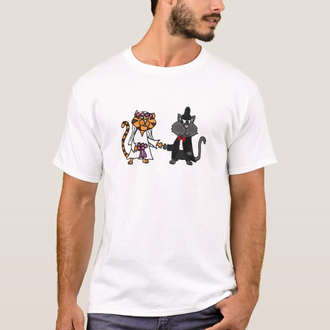 T-shirt Funny Chats mariée et mariage de chambre Art (Devant)