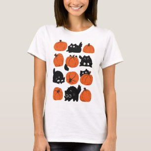 T-shirt Funny Chats Retro Citrouille Super Halloween Thank