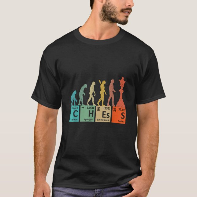 T-shirt Funny Chess Evolution Gaming sets Periodic Table E (Devant)