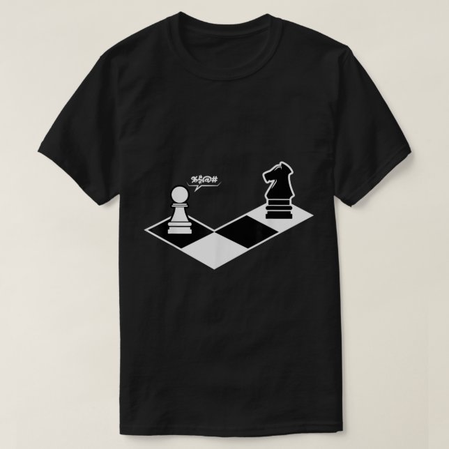 T-shirt Funny Chess Pawn vs Knight Design (Design devant)