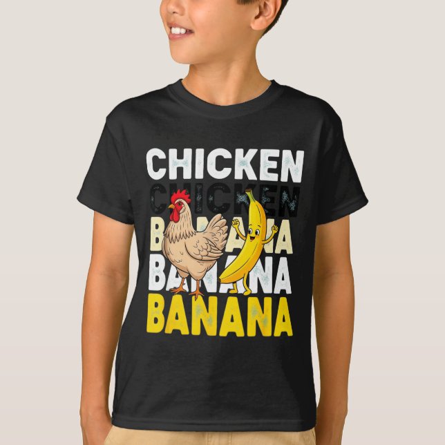 T-shirt Funny Chicken Banana Dance Meme For Kids &amp; Adu (Devant)
