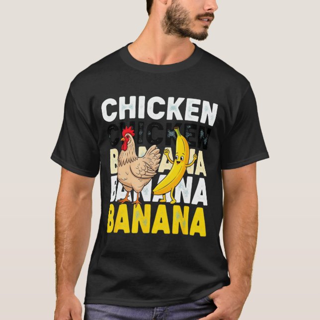 T-shirt Funny Chicken Banana Dance Meme For Kids &amp; Adu (Devant)