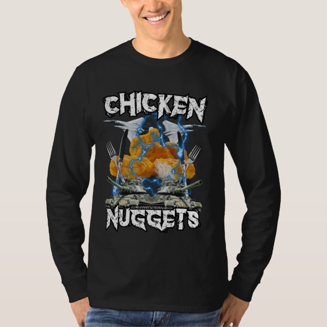 T-shirt Funny Chicken Nugget Bootleg Hardcore Flames mème (Devant)