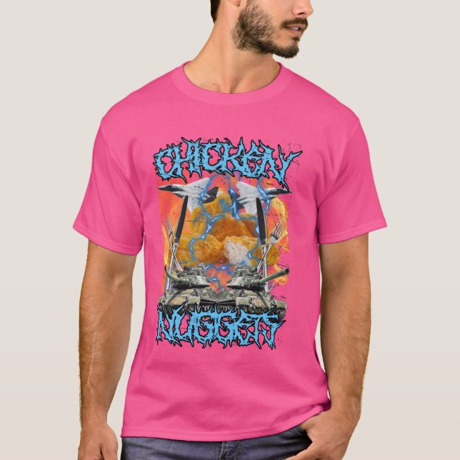 T-shirt Funny Chicken Nugget Bootleg Hardcore Flames mème (Devant)