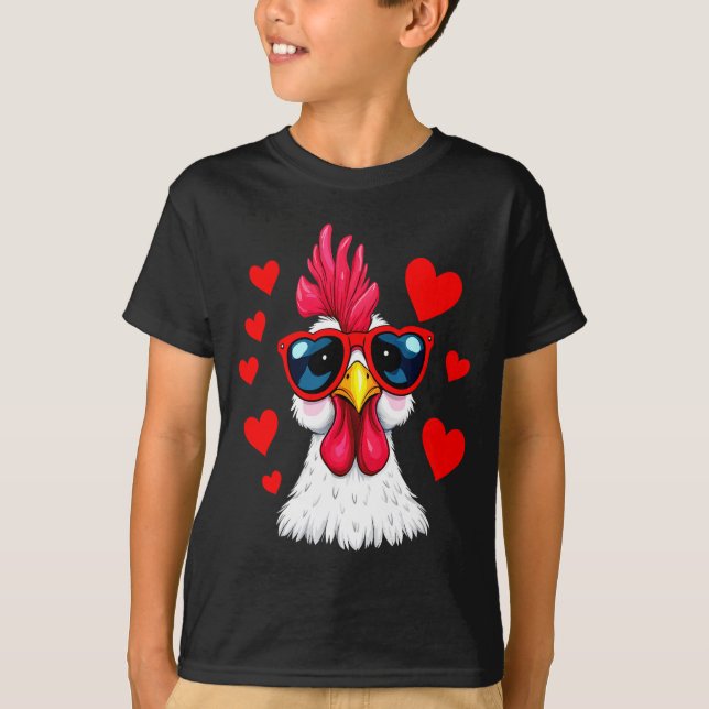 T-shirt Funny Chicken Valentines Day Heart Chicken Couple  (Devant)