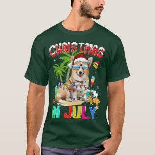T-shirt Funny Chien de Corgi à Santa Hat Lunettes de solei