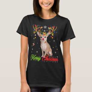 T-shirt Funny Chihuahua Chig with Antlers Joyeux Noël T